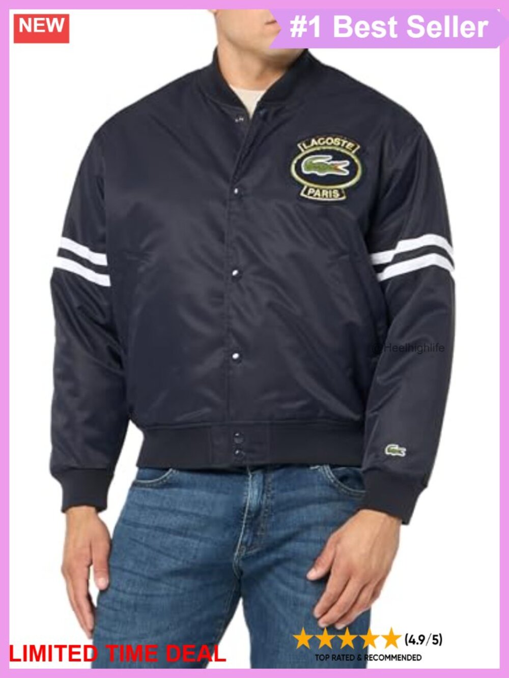 Padded Water-Repellent Bomber Jacket Snap Closure Classic Fit Polyamide